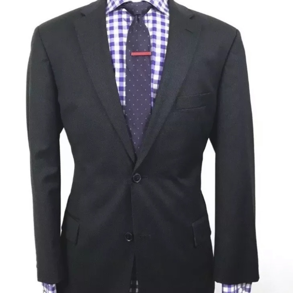 HUGO BOSS Mens Charcoal Grey Slim Fit Wool